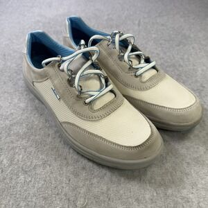 SAS Free Time Walking Shoes Women's Size 8.5 Grey White Leather Lace Up USA Made